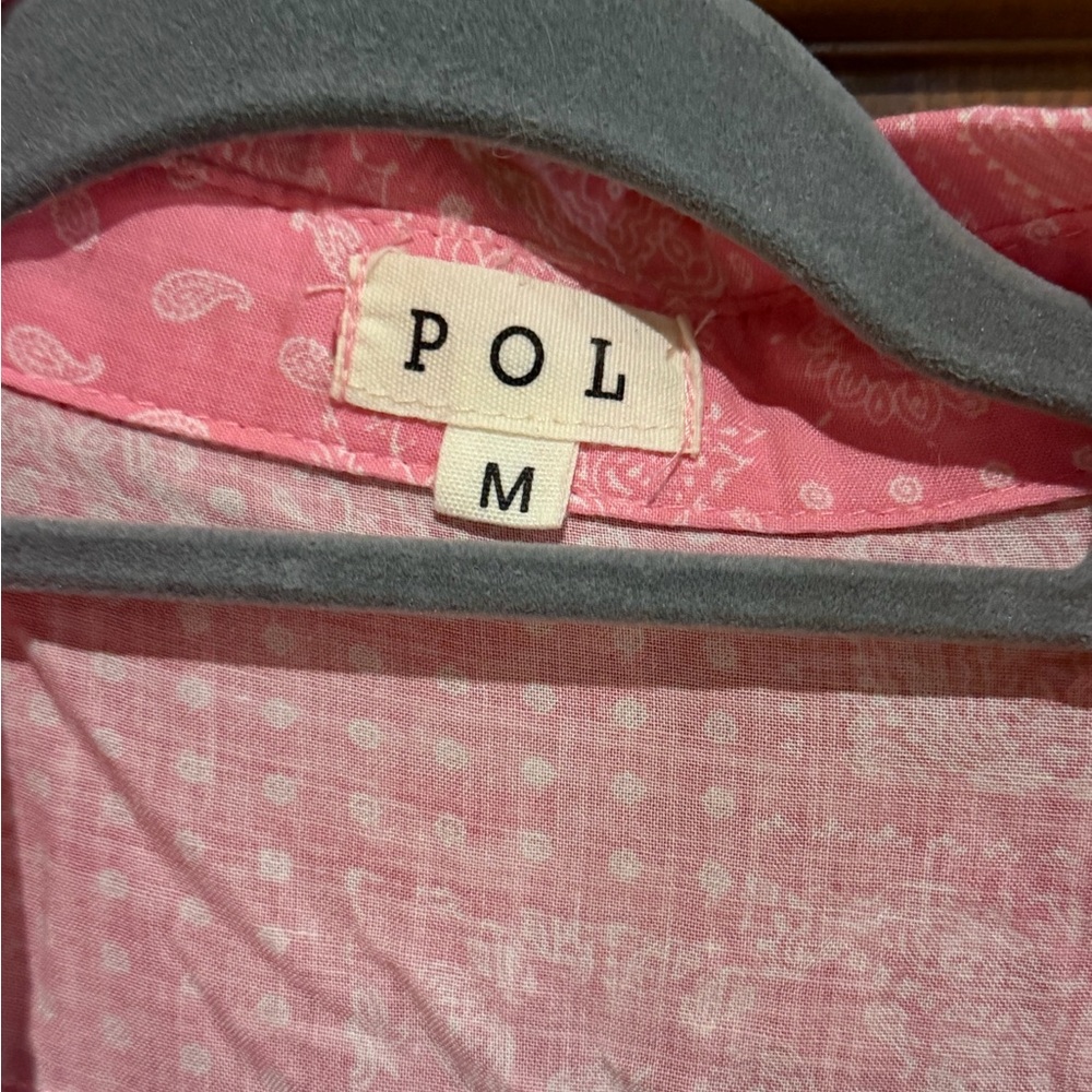 POL Pink Floral Mixed-Print Button-Down Blouse - Picture 2 of 3